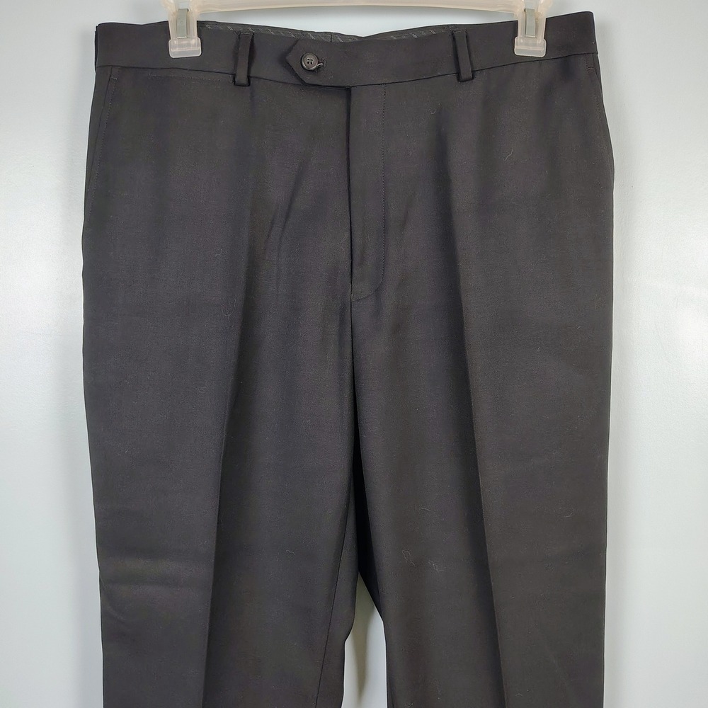 Stafford Mens 36x30 Classic Fit Dress Pants Black Performance Dark Academia - Picture 2 of 8